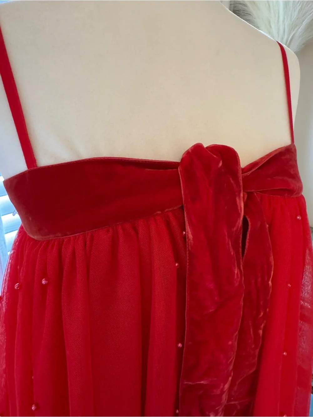 Free People Show Stopper Maxi Dress Red Embellished Mesh – Size Small